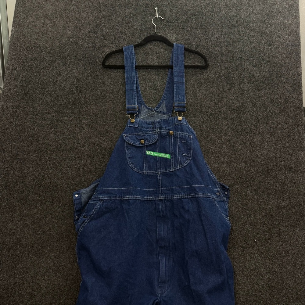 Vintage 90s Key Imperial Aristocrat Denim Overalls Mens 48x32 Dark Wash Bibs